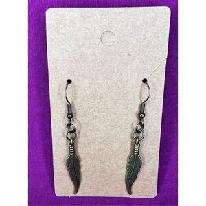 Handmade Bronze Dangly Feather Earrings